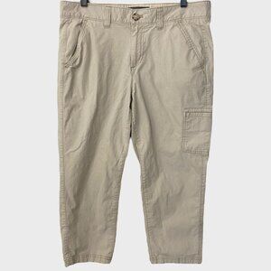 Eddie Bauer Cropped Cargo Hiking Pants Beige Women's Size 12 Straight-Leg Casual